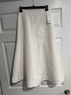 Veronica Beard Cream Textured A-Line Skirt